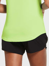 Women's lime green sleeveless workout tank top, loose fit, hip length #color_Light Green