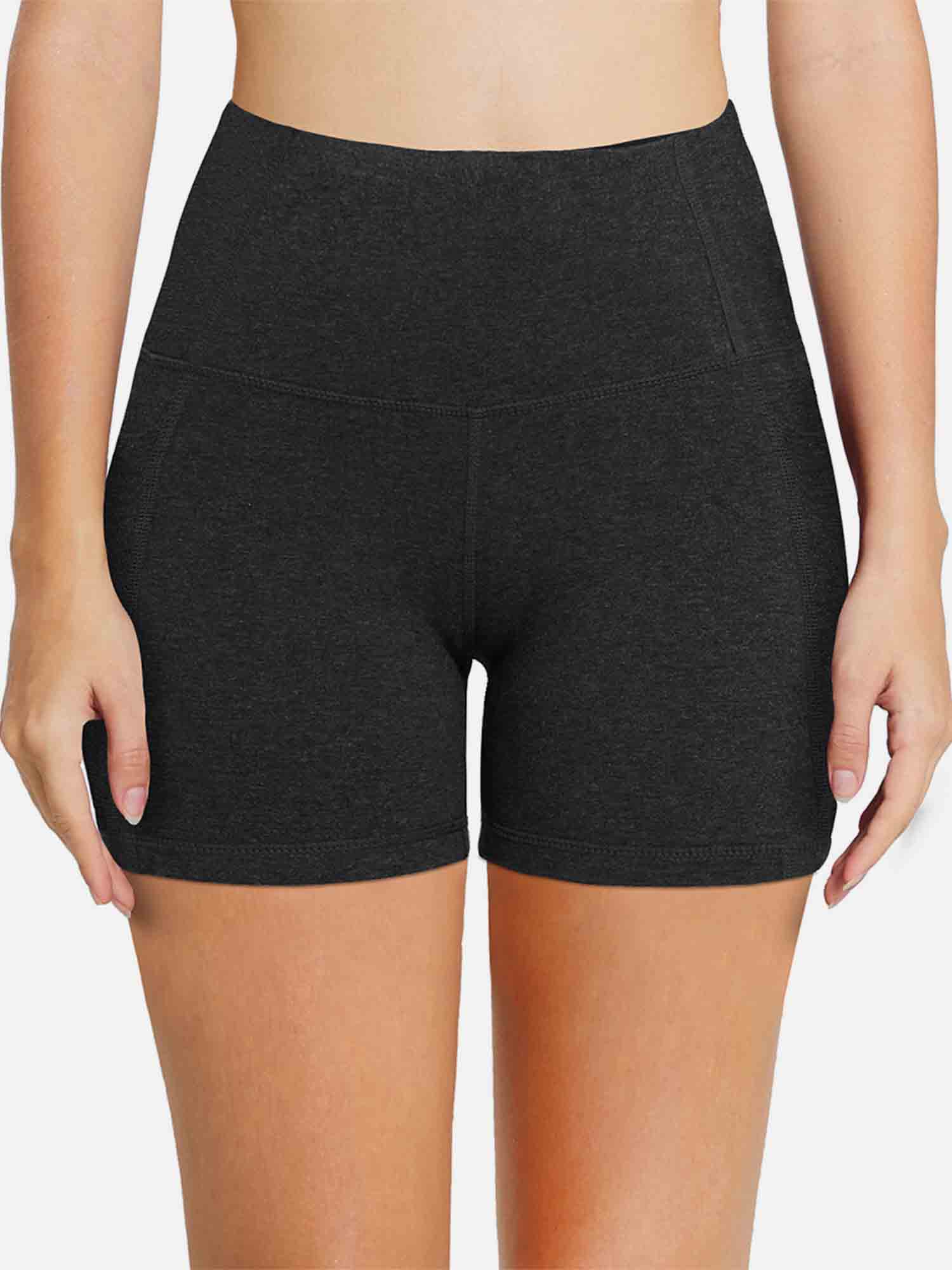 Heathered dark grey women's high-waisted 5" compression biker shorts with tummy control #color_Dark Gray