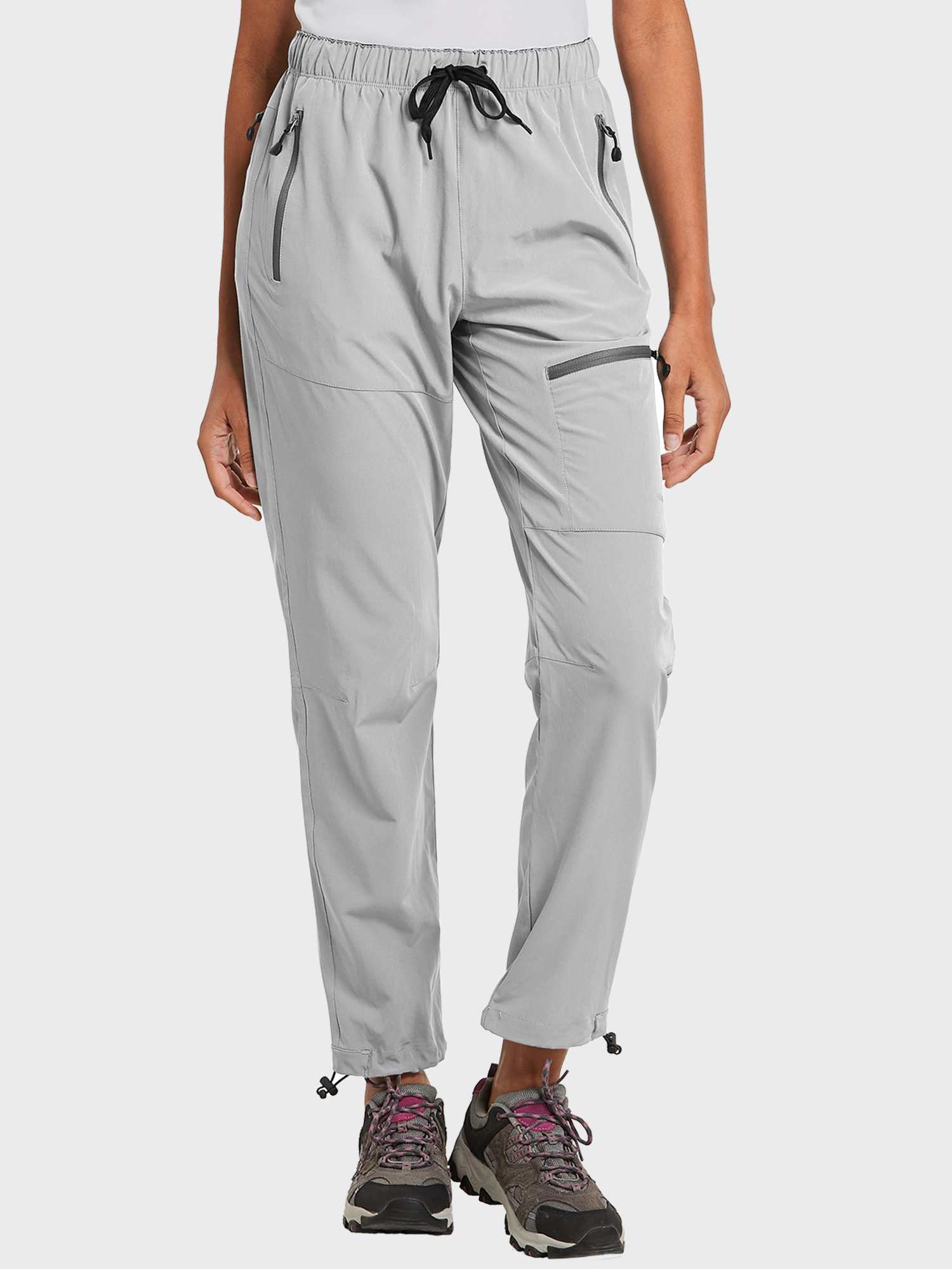 Laureate UPF50+ DWR light grey hiking pants for outdoor wear. #color_Light Gray