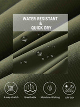 Water resistant, quick dry olive green fabric for women's hiking joggers with 4-way stretch & UPF 50+ #color_Army Green