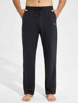 Men's dark gray cotton yoga cargo pants with drawstring waist and side pockets. #color_Dark Gray