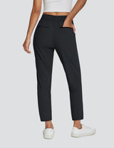 Black high-rise 4-pocket active pants with elastic waist for adventure. #color_Black