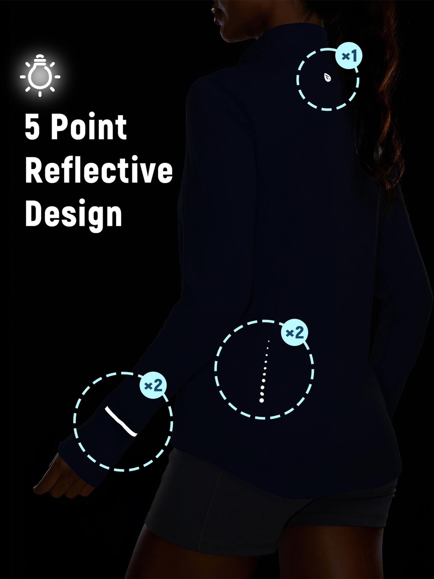 Women's sun protection full zip jacket with 5-point reflective design for safety. #color_Navy Blue