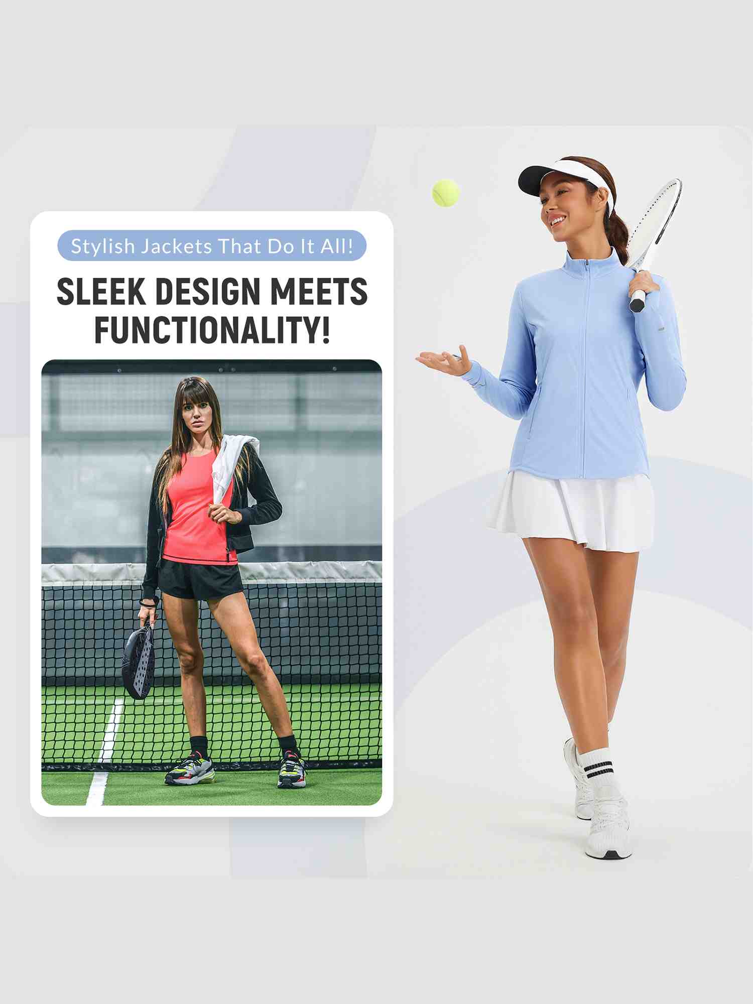 Women's blue full zip sun jacket, UPF 50+ protection, activewear for sports. #color_Light Blue