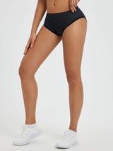 Women's black 4D padded bike underwear with dark trim. #color_Black