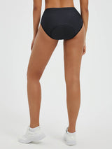 Women's black 4D padded bike underwear, rear view showing padded seat cushion. #color_Black