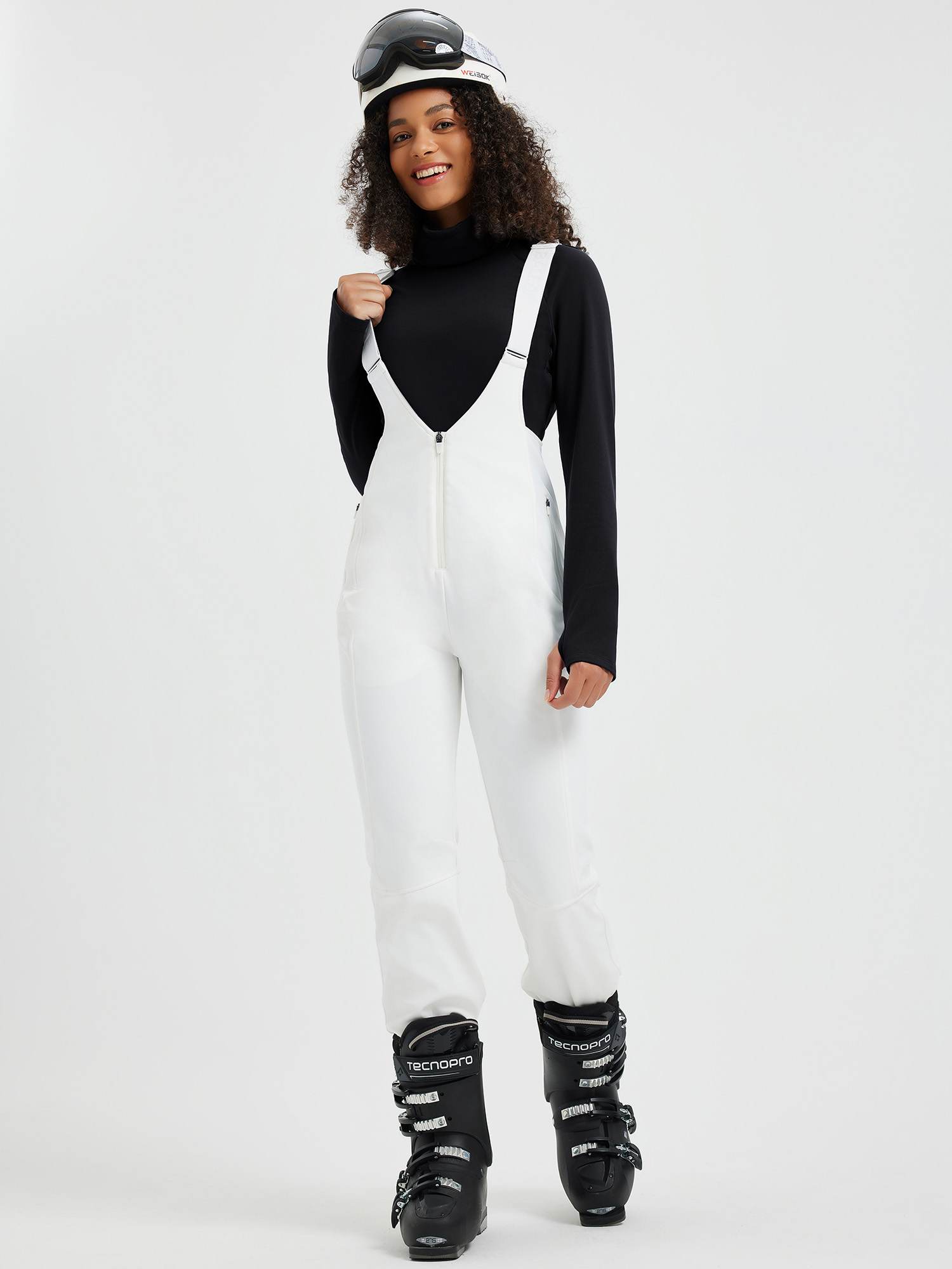 Ski fleece base layer turtleneck with protective face mask for cold #color_Black
