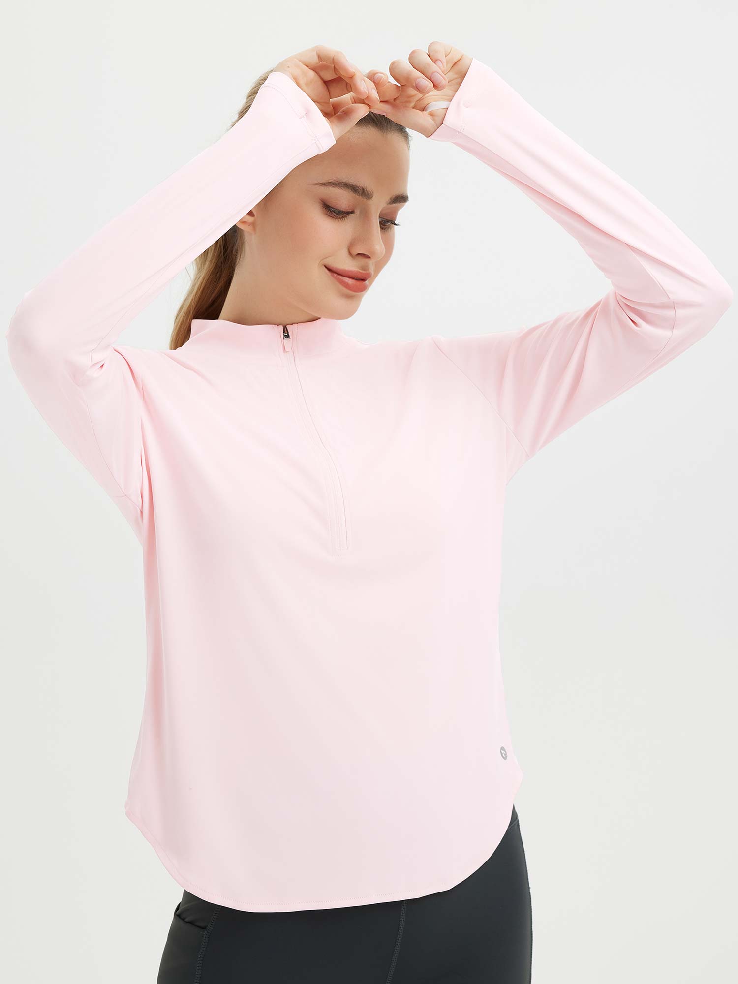 Adventure-Ready Active Set: Women's pink UPF 50+ quarter-zip athletic top. #color_Pink Dogwood