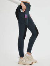 Outdoor slim-fit knit fleece pants with accent seams, multiple pockets, zipper, and drawstring. #color_Dark Gray/Black