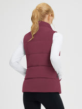 Maroon quilted Dupont insulated fleece-lined outdoor vest, back view. #color_Wine Red