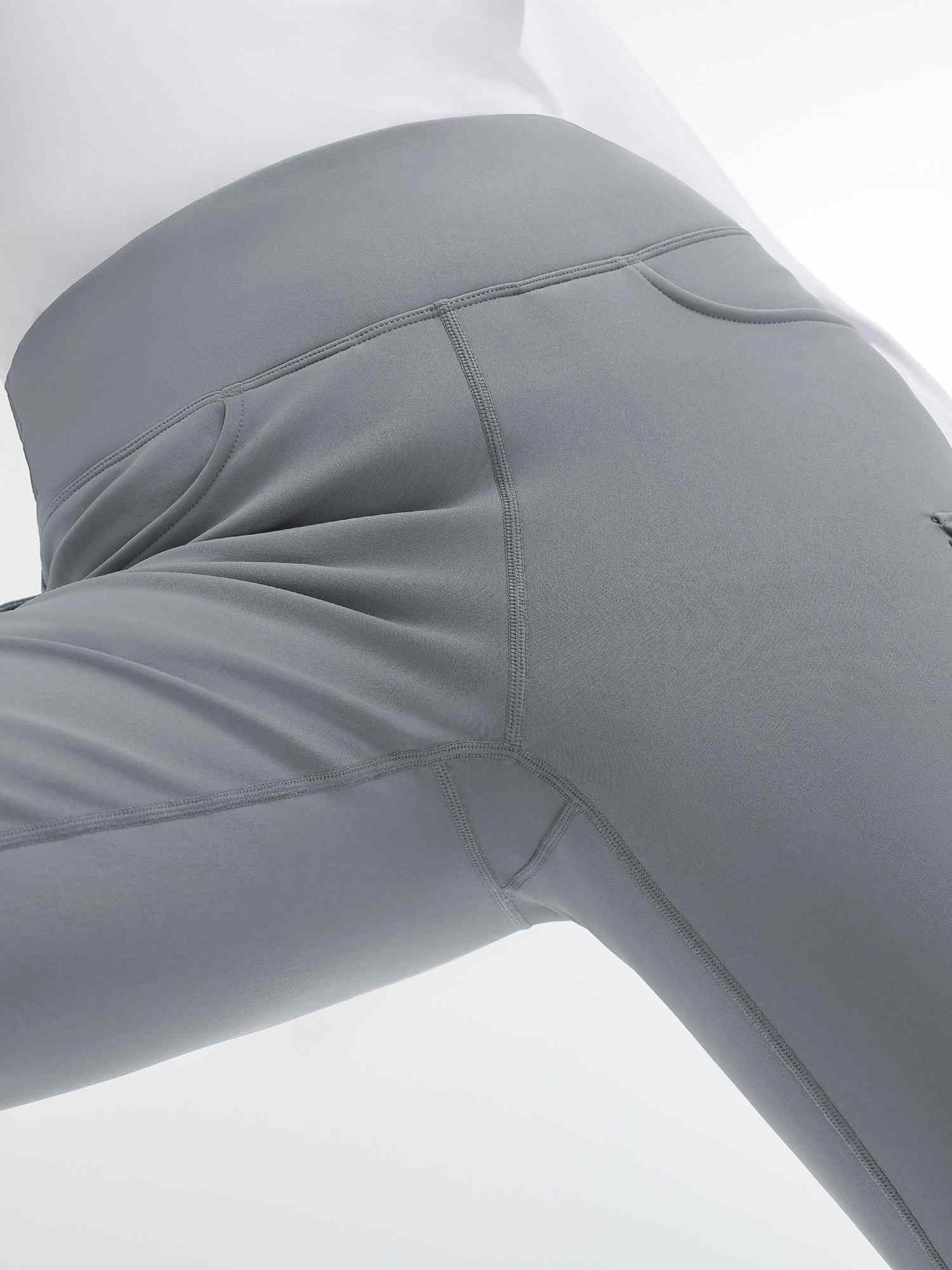 Grey women's thick fleece workwear flared pants with high-rise waist and cargo pocket. #color_Dark Gray
