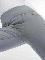 Grey women's thick fleece workwear flared pants with high-rise waist and cargo pocket. #color_Dark Gray
