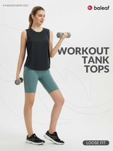 Women's black sleeveless loose fit workout running tank top