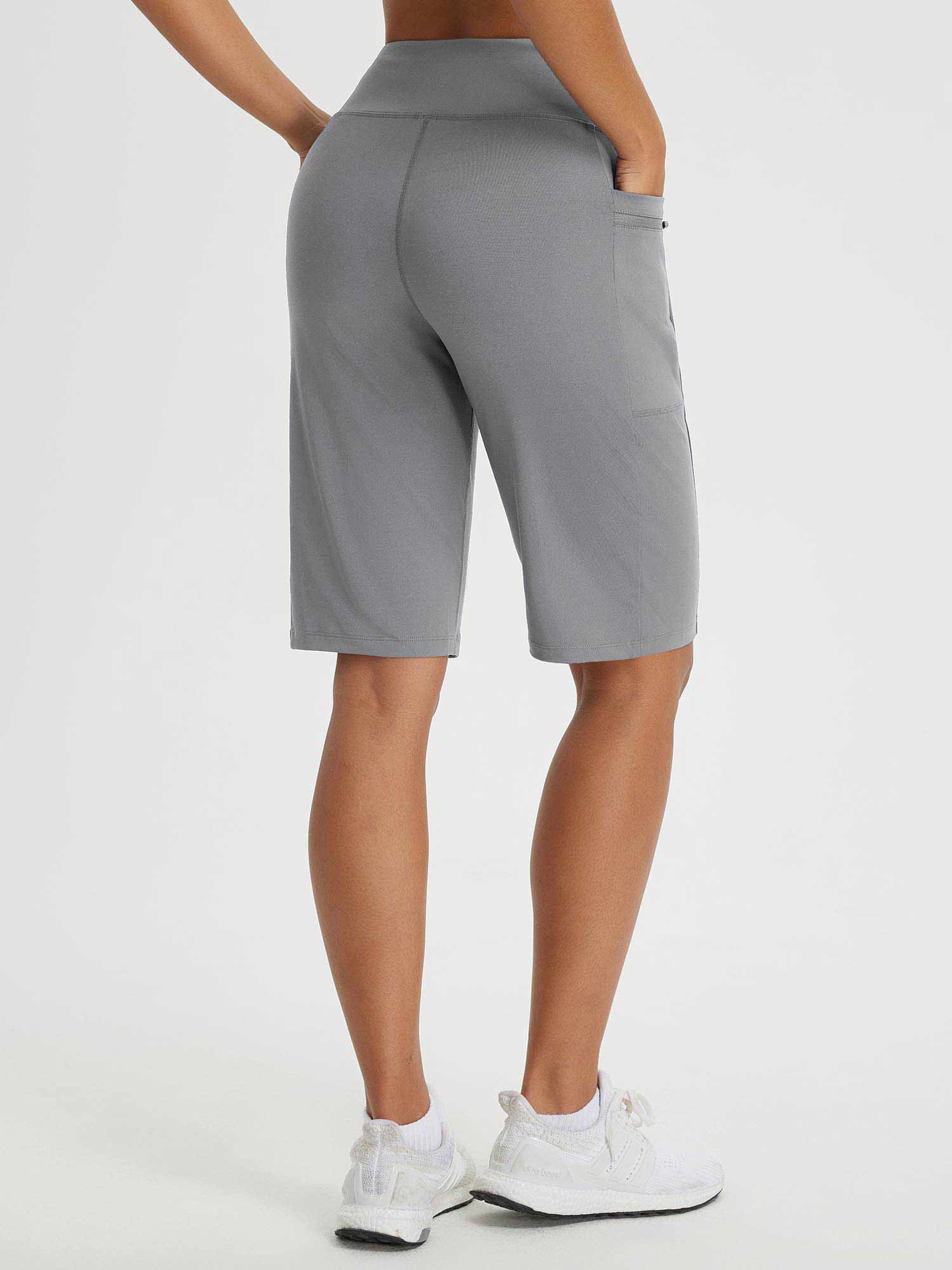 Grey Secret Breeze 12" high-rise shorts with pockets for everyday outdoor wear. #color_Gray