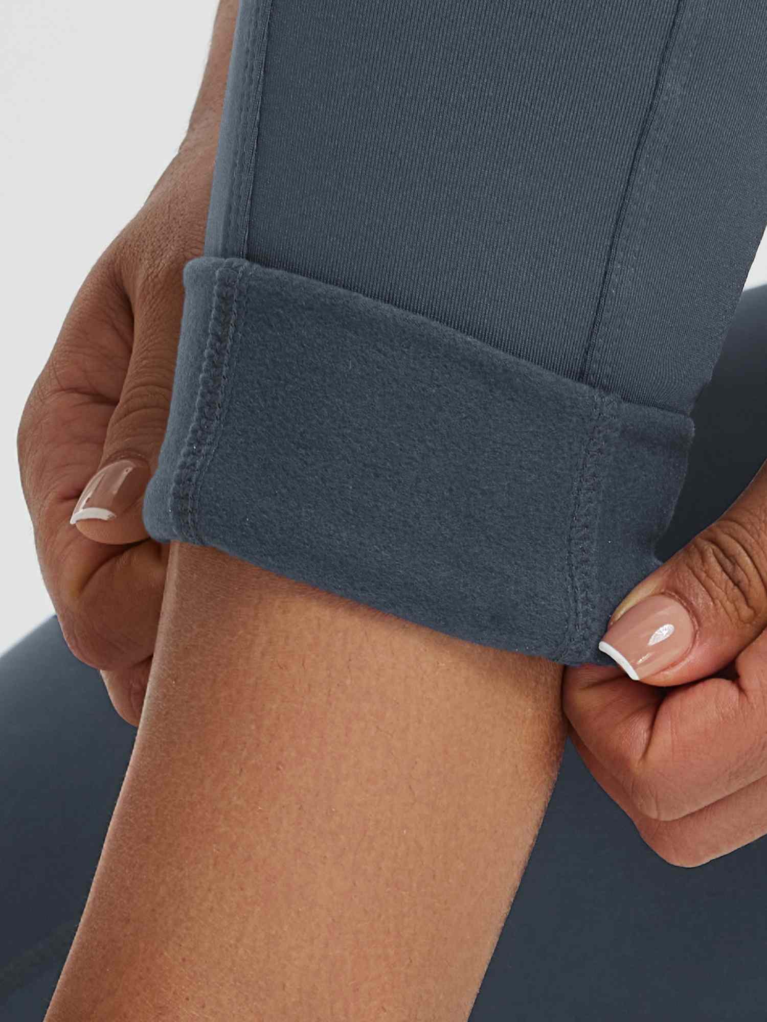 Running high-waisted fleece leggings cuff with soft lining. #color_Charcoal Gray