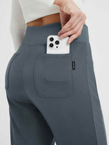 baleaf Running fleece tapered pants with back pocket holding smartphone #Color_Charcoal Gray