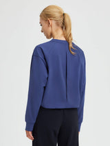 Periwinkle blue raglan fleece long-sleeve running top with back seam detail #color_Navy Blue