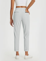 Light grey tapered trousers with black pocket trim, part of sun-ready outdoor travel set. #color_Light Gray