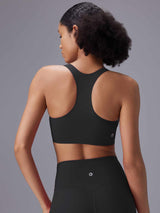 Black racerback sports bra and high-rise shorts from High-Impact Training Set, for running/HIIT. #color_Black