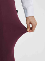 Close-up of stretchy burgundy Baleaf high-waisted flared pants fabric #Color_Wine Red