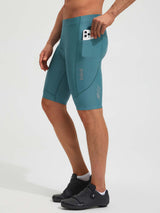 Baleaf 10" padded bike shorts with smartphone side pocket. #color_Teal Green