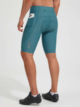 Baleaf 10" padded bike shorts in teal with side phone pocket and zip pocket. #color_Teal Green