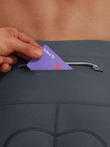 Baleaf 10" bike shorts with zippered back pocket shown with card insertion. #color_Dark Gray