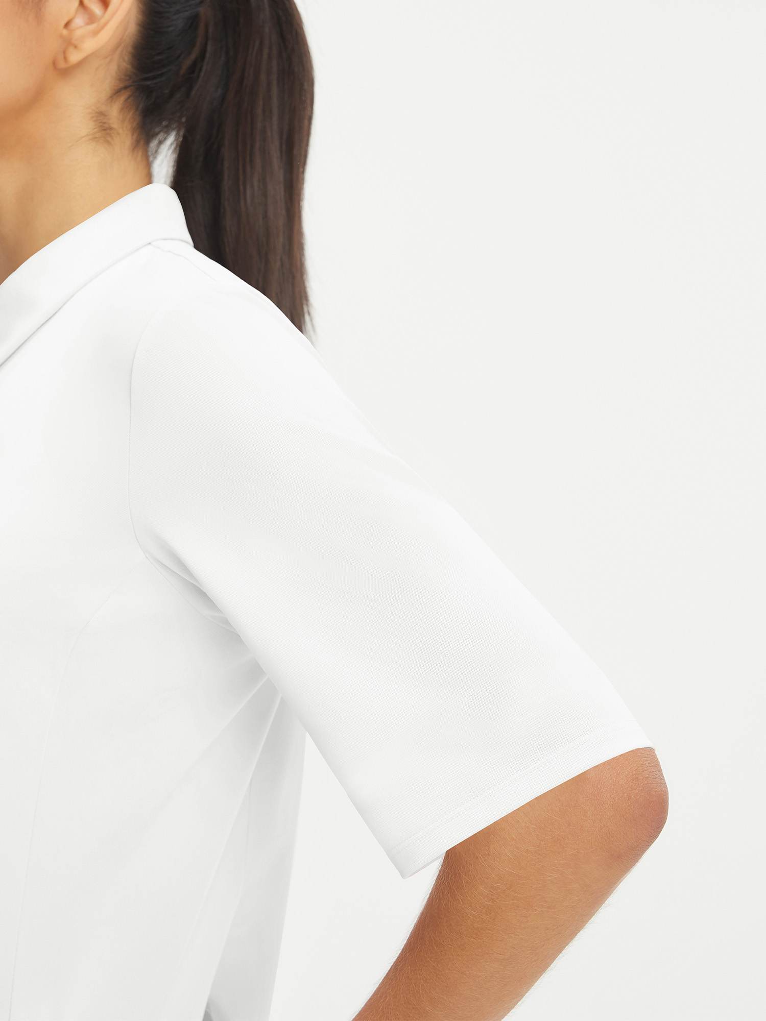 Baleaf white UPF 50+ half sleeve polo shirt textured fabric #color_White