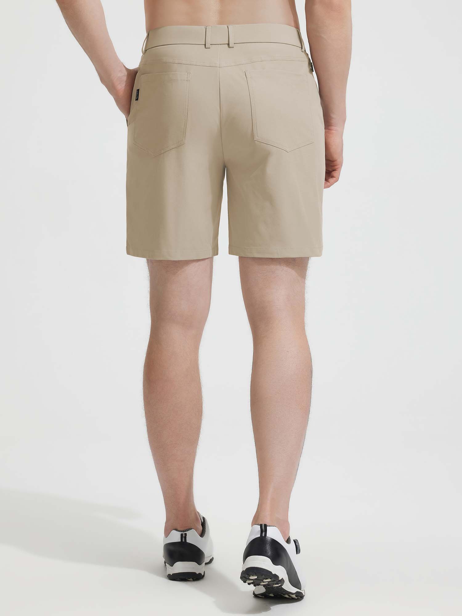 Baleaf men's khaki classic fit 7-inch inseam golf shorts with UPF 50+ #color_Khaki