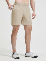 Baleaf men's khaki 7" inseam golf shorts, UPF 50+, classic fit, showing pocket detail. #color_Khaki