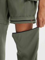 Baleaf UPF 50+ convertible hiking pants: olive green zip-off detail #color_Army Green