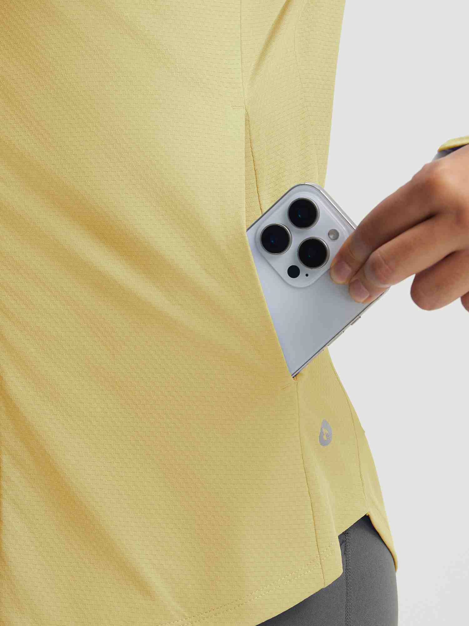 Lightweight sport leisure set yellow top with phone pocket #color_Yellow