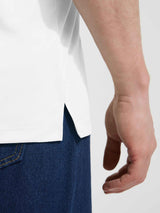 Baleaf white UPF 50+ quick-dry V-neck shirt with side hem slit for mobility #color_White