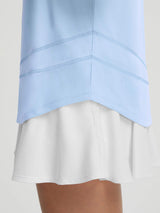 Baleaf light blue UPF 50+ stretchy shirt, close-up of curved hem and stitch detail. #color_Light Blue