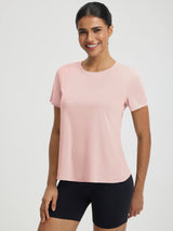 Light pink UPF 50+ quick dry short sleeve athletic top #color_Pink Dogwood