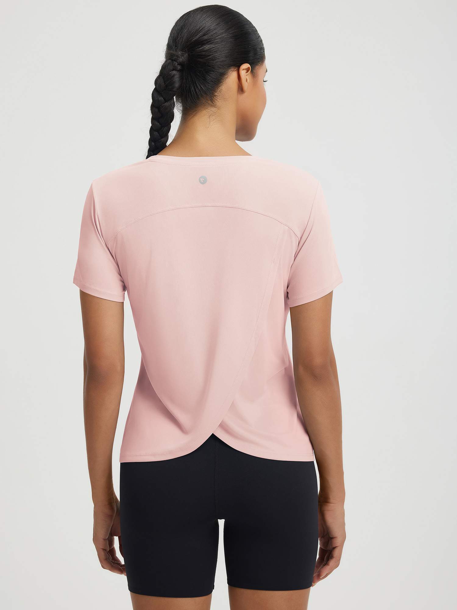 Women's pink UPF 50+ quick dry athletic short sleeve top, split back. #color_Pink Dogwood