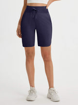 Baleaf navy high-rise 9" UPF 50+ athletic shorts with drawstring #color_Navy