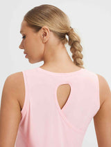 Baleaf women's light pink UPF 50+ tank top with cross open back cutout. #color_Pink