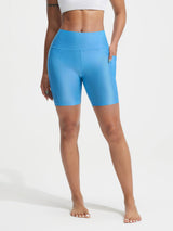 Blue Baleaf 6" high-rise UPF 50+ swim shorts with tummy control and pockets. #color_Light Blue