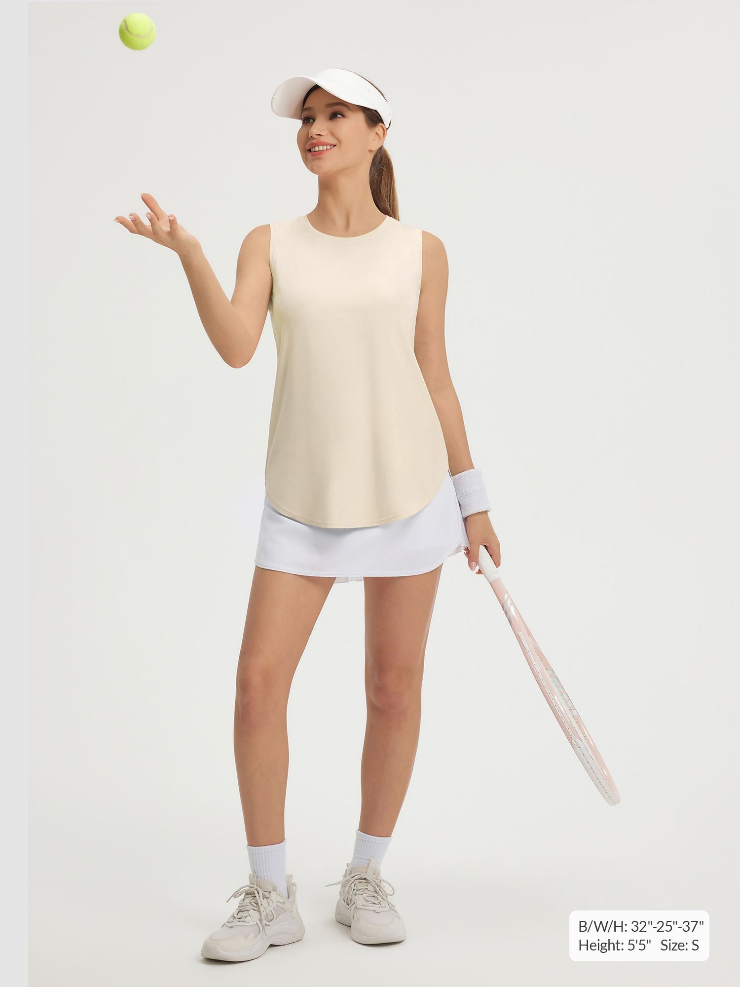 Baleaf UPF 50+ lightweight cream sleeveless tank top for tennis. #color_Khaki