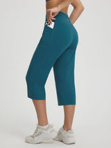Baleaf teal straight leg capri pants, 18" inseam, side pockets, phone #color_Deep Blue