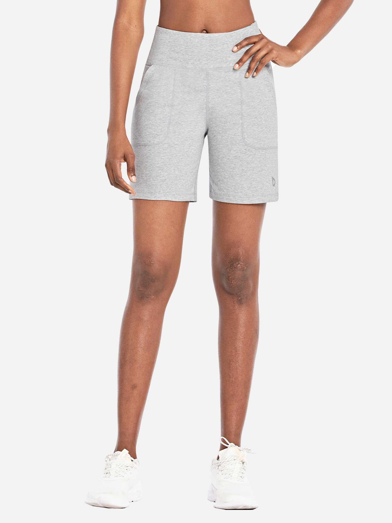 Light gray Laureate 3-Pocket Athletic Shorts for women with a high rise and 7" inseam. #color_Light Gray