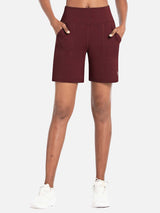 Maroon Laureate 3-Pocket Athletic Shorts with high-rise waistband and side pockets #color_Chocolate Truffle