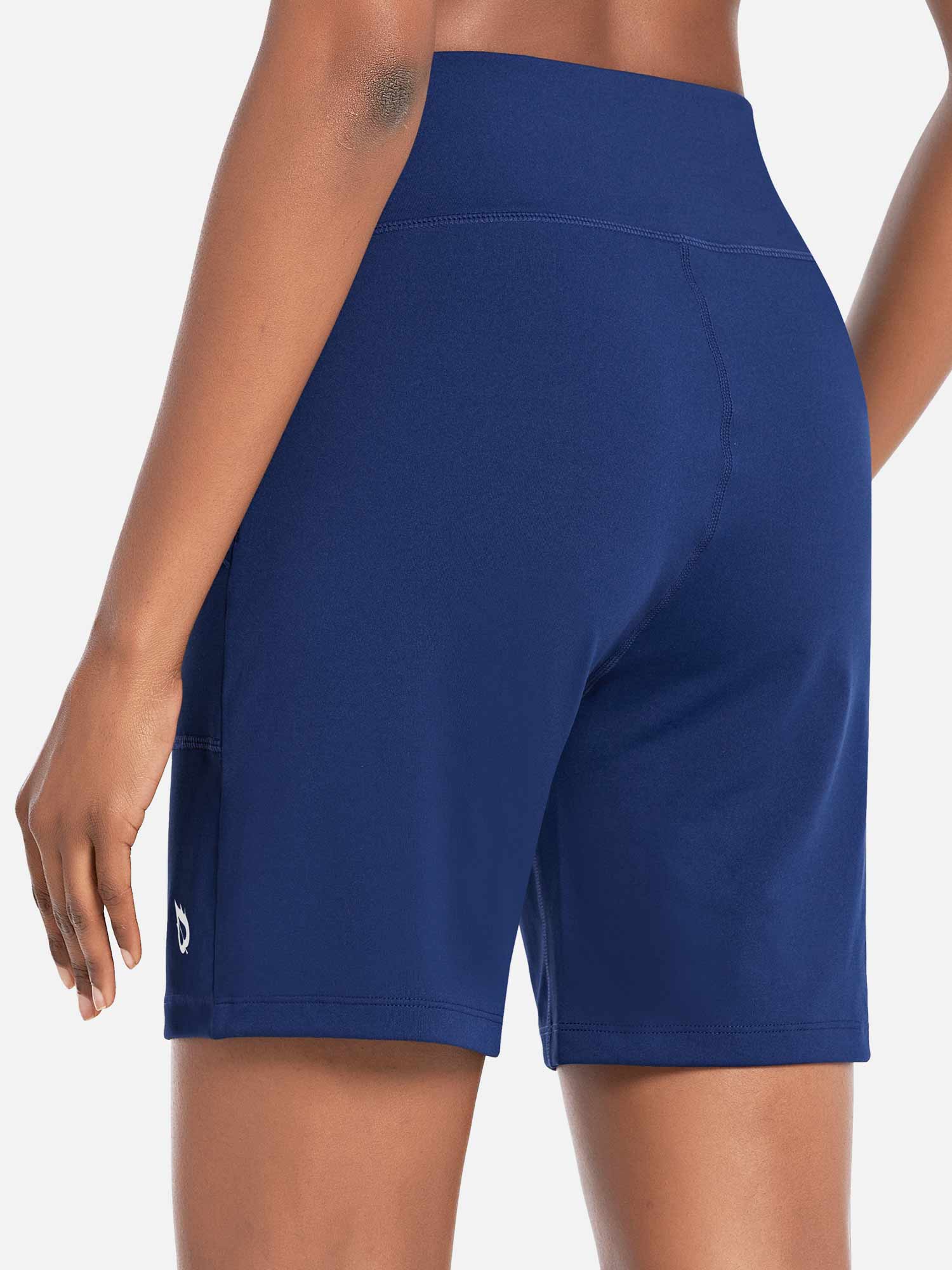 Baleaf Laureate 7" athletic shorts in Estate Blue. High-rise, 3 pockets, stretchy fabric, subtle logo.
#color_Estate Blue