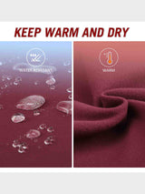 Burgundy brushed fleece leggings showing water resistant and warm fabric. #color_Wine Red