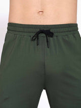 Close-up of elastic waistband with adjustable drawstring on Baleaf men's army green pants