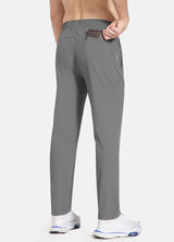 Men's grey Baleaf running pants, tapered fit, elastic waist, wallet in back pocket #color_Gray