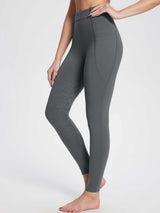 Grey women's fleece equestrian breeches with full seat silicone grip and side pocket. #color_Gray