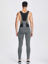 Men's warm grey fleece bib cycling tights with 4D padded seat & mesh back. #color_Dark Gray
