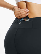 Black fleece-lined running leggings with high waist and secure zippered back pocket. #color_Black